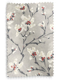 Red Burley made to measure curtains with red flowers - British product