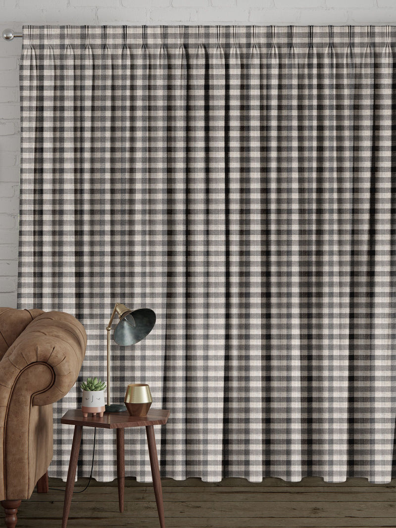 Cleveland check black made to measure curtains, UK version