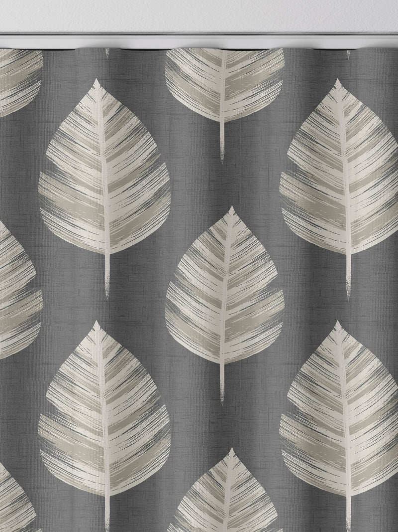 Grey Finn made to measure curtains leaf design (British brand)