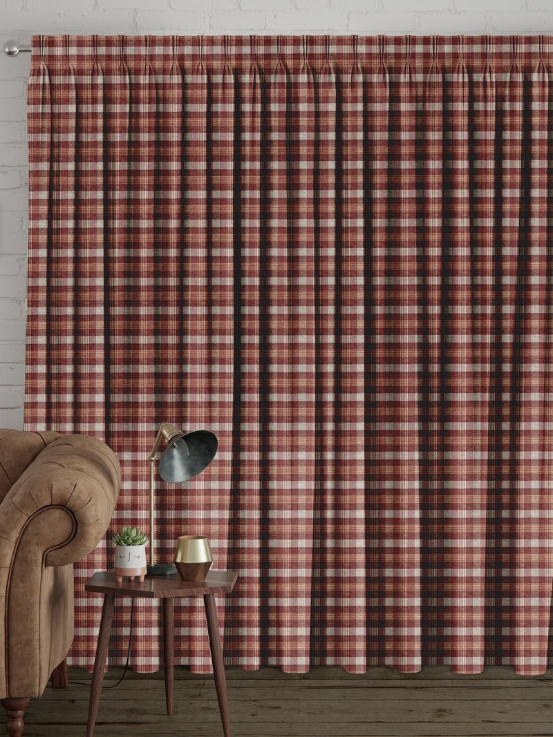 Cleveland red check curtains, imported from the UK
