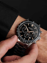 Next Sekonda Black Stainless Steel Bracelet Chronograph Watch 45mm- Buy online at McGrocer