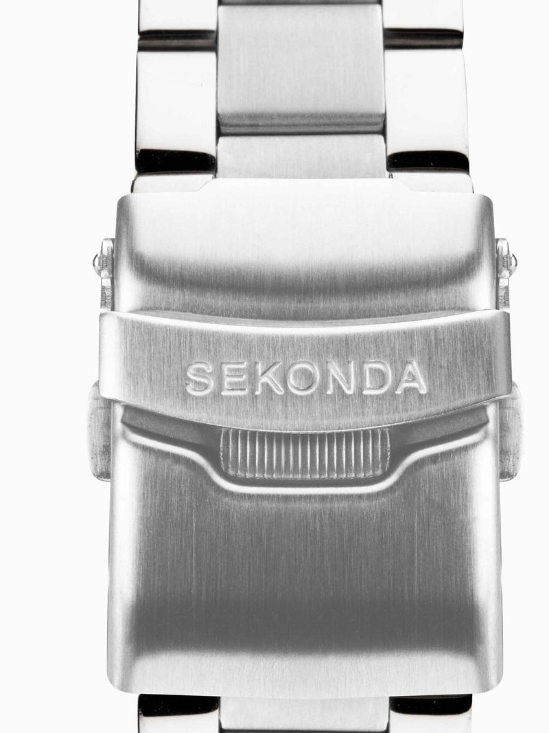 Sekonda Black Stainless Steel Bracelet Chronograph Watch 45mm (British brand)