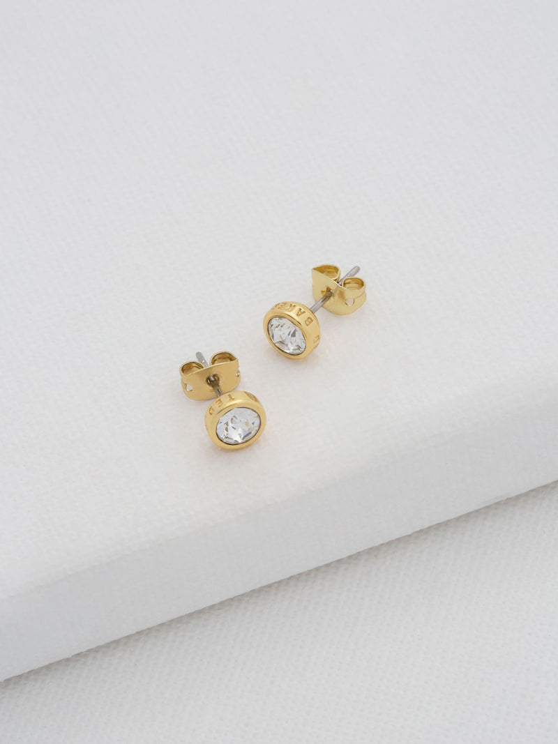 Ted Baker crystal stud earrings gold tone small size - British product