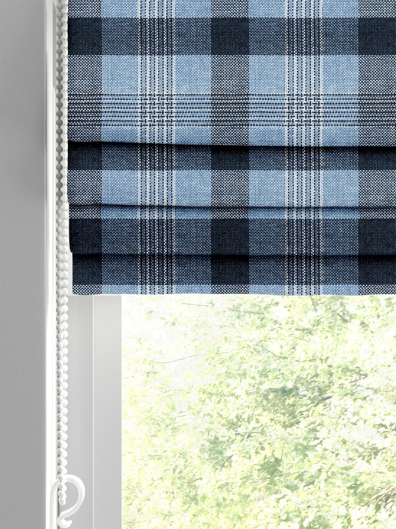 Cleveland blue checked roman blinds (British brand)