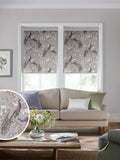 Laura Ashley Belvedere roller blind with purple peacock floral design (British brand)