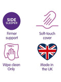 Slumberdown Firm Side Sleeper Memory Foam Plus White Pillow (British brand)