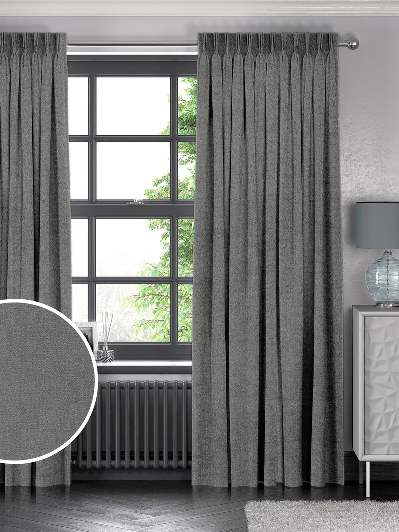 Abbott Slate Grey made to measure curtains, imported from the UK