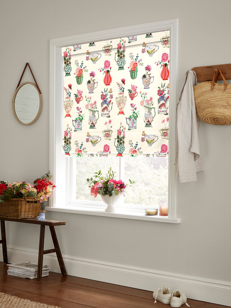 Cath Kidston Roman blinds with Cream Cups And Vases print, UK version