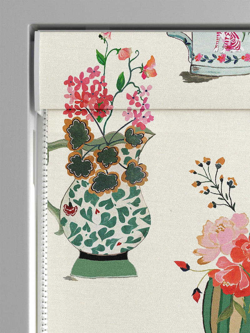 Cath Kidston Roman blinds with Cream Cups And Vases print, UK version
