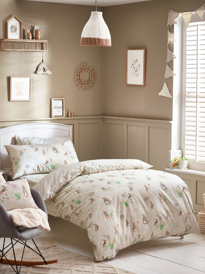 Peter Rabbit natural classic watercolour duvet cover and pillowcase set, imported from the UK
