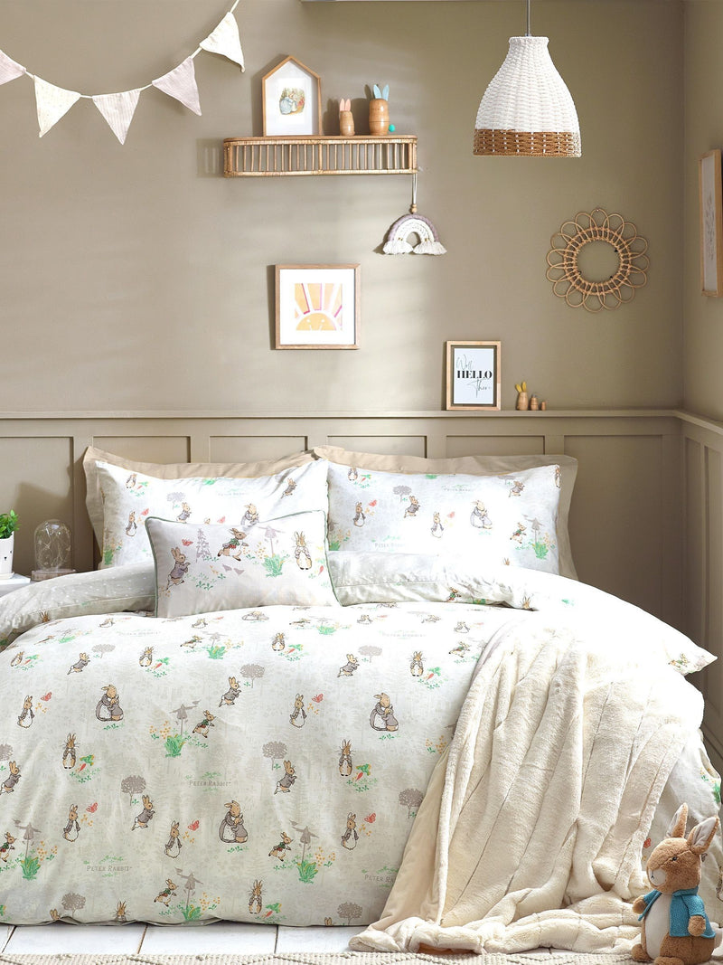 Peter Rabbit natural classic watercolour duvet cover and pillowcase set, imported from the UK