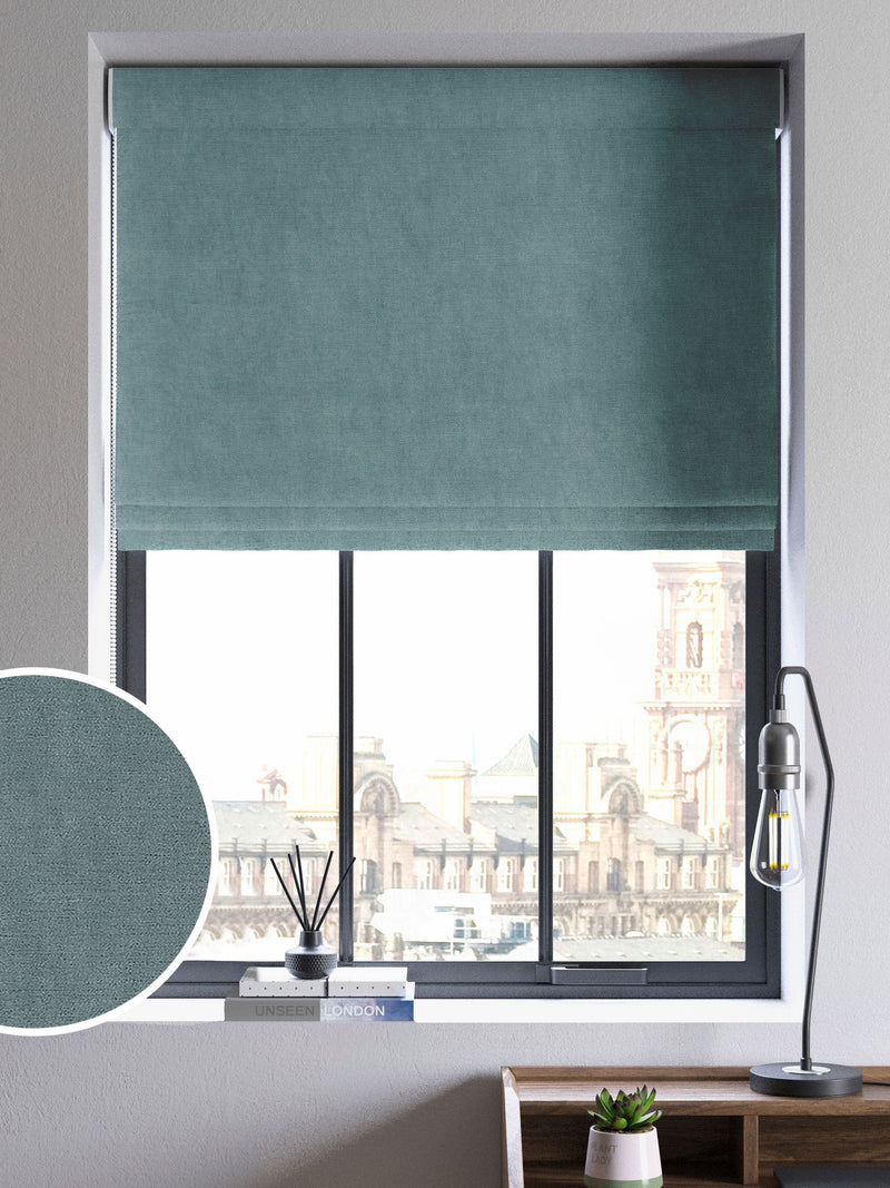 Riviera Blue roman blind, UK version