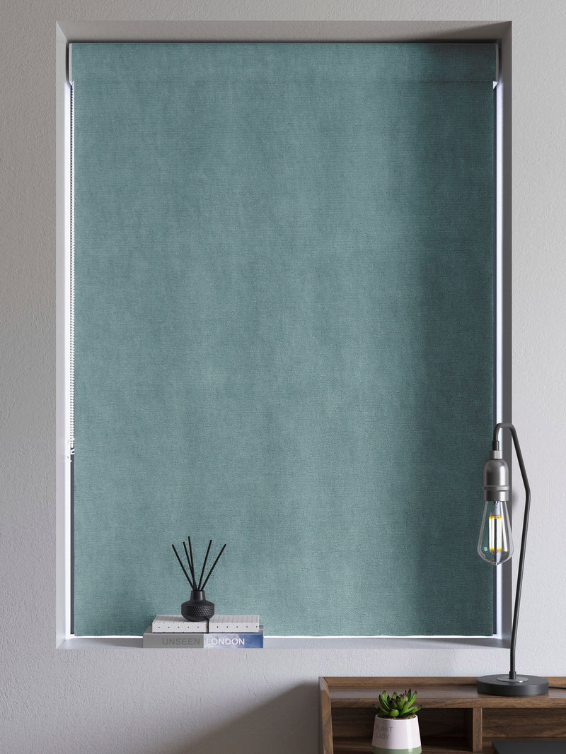 Riviera Blue roman blind, UK version