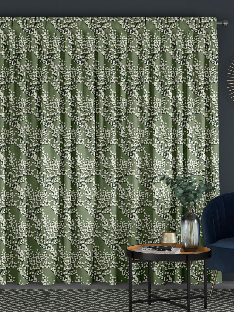 Green Grove made to measure curtains with Grove Aloe pattern - British product