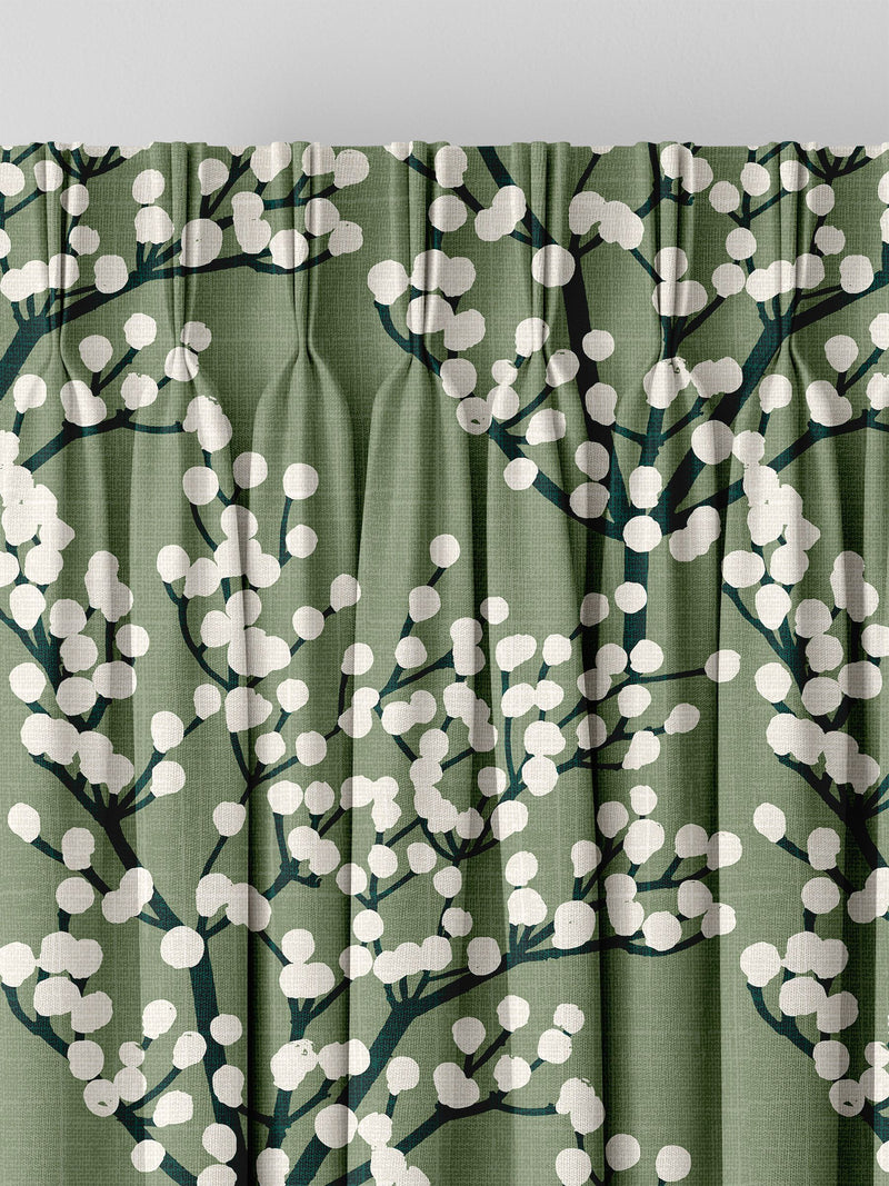 Green Grove made to measure curtains with Grove Aloe pattern - British product