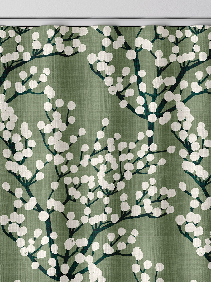 Green Grove made to measure curtains with Grove Aloe pattern - British product