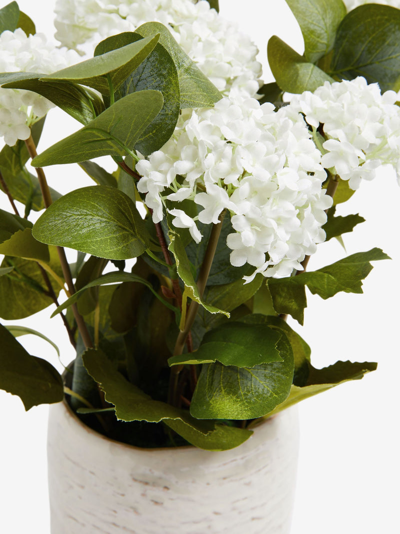White artificial viburnum plant in country ceramic pot (British brand)
