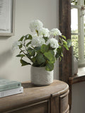 White artificial viburnum plant in country ceramic pot (British brand)