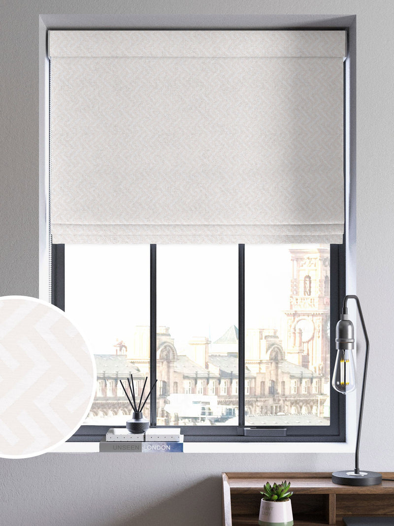 Amble cream geometric Roman blind made to measure, imported from the UK