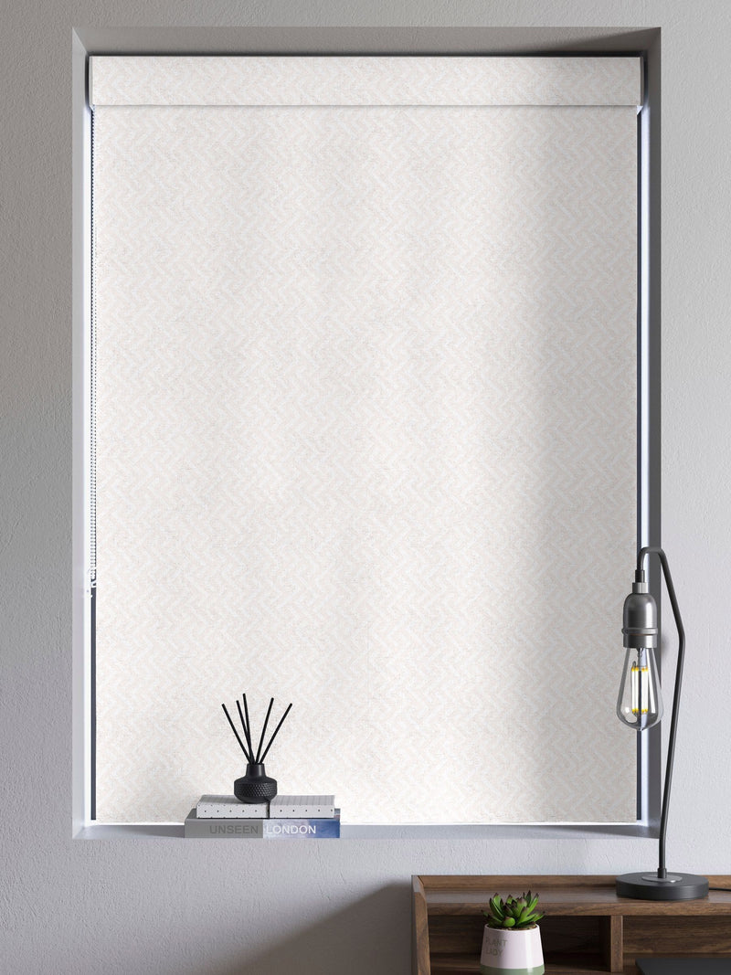 Amble cream geometric Roman blind made to measure, imported from the UK