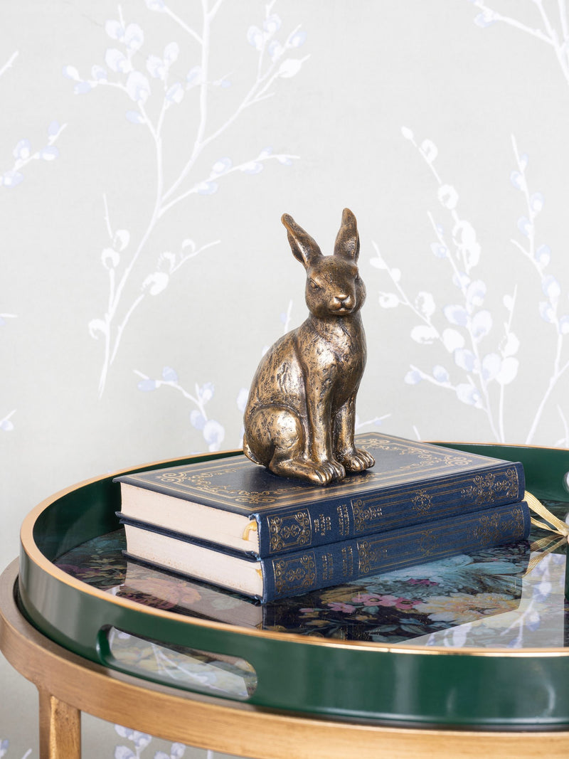 Laura Ashley gold antiqued sitting hare ornament, UK version