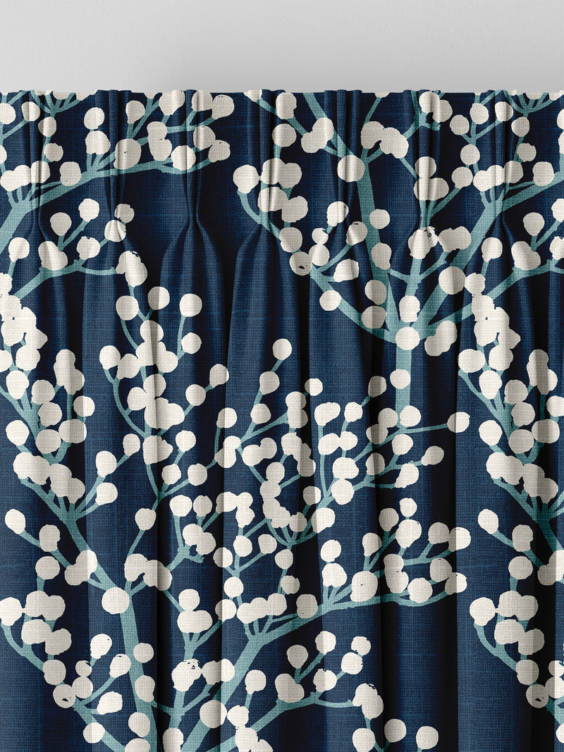 Blue Grove navy curtains, imported from the UK