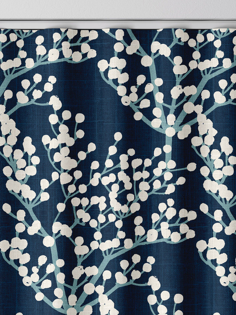 Blue Grove navy curtains, imported from the UK
