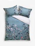 Blue/White Floral Oxford Edge Reversible 100% Cotton Duvet Cover and Pillowcase Set