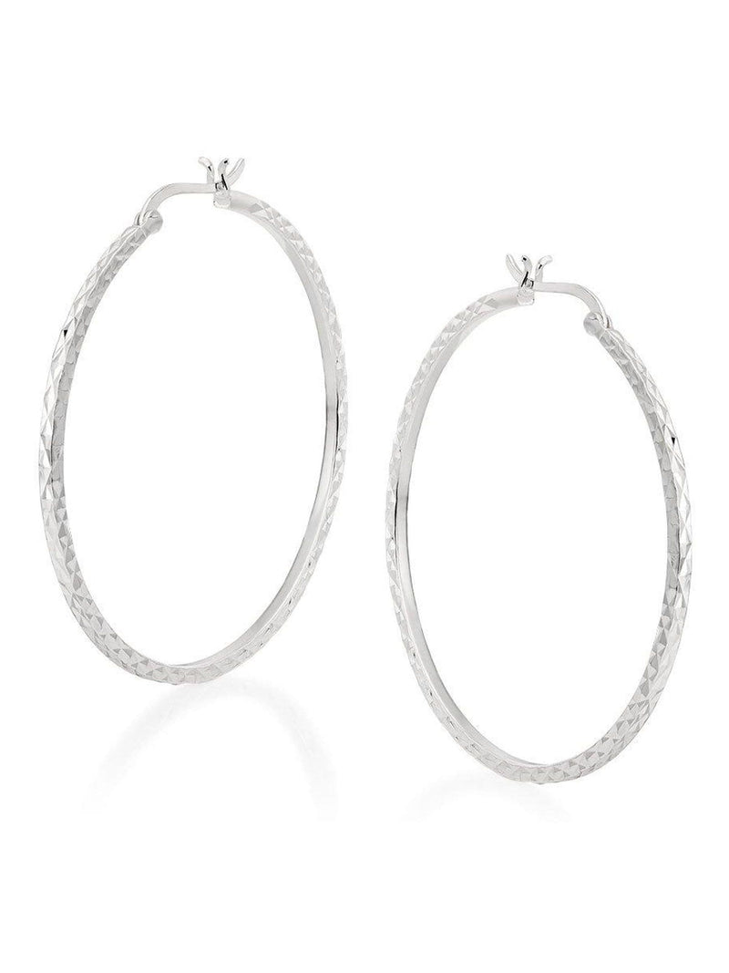 Beaverbrooks sterling silver sparkle cut hoop earrings 1.5mm x 50mm - British product