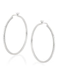 Beaverbrooks sterling silver sparkle cut hoop earrings 1.5mm x 50mm - British product