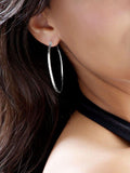 Beaverbrooks sterling silver sparkle cut hoop earrings 1.5mm x 50mm - British product