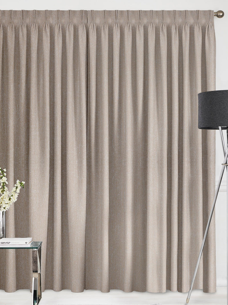 Fawn Natural Glittery made to measure curtains, UK version