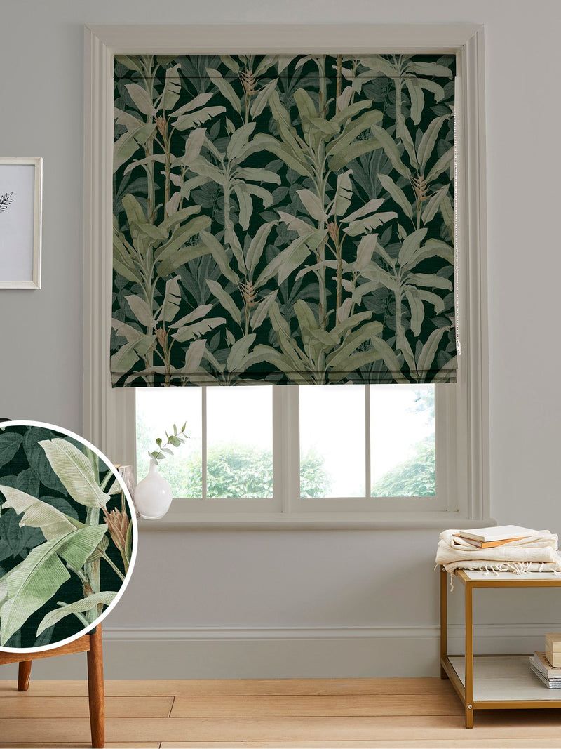 Graham & Brown emerald green Borneo Roman blind (British brand)