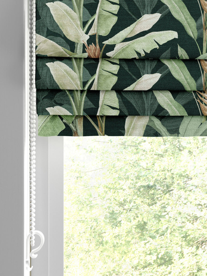 Graham & Brown emerald green Borneo Roman blind (British brand)