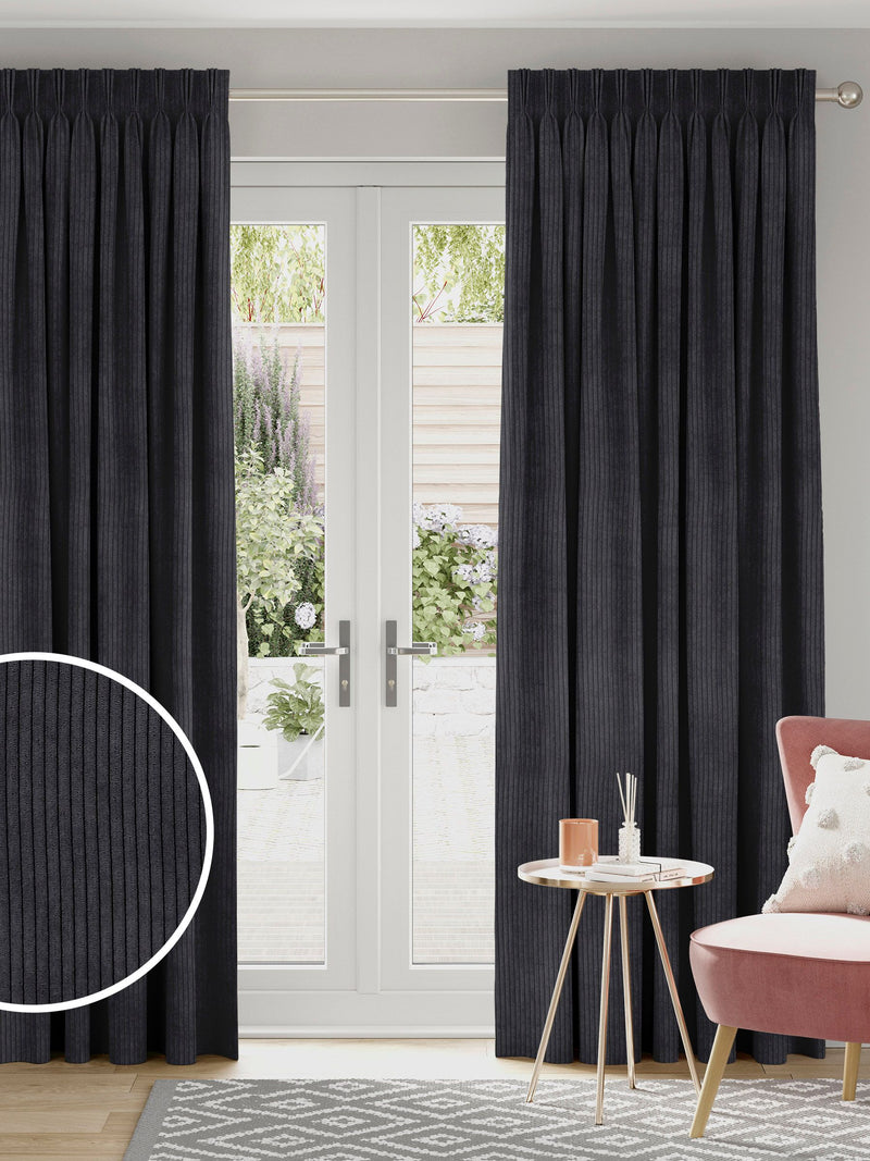Graphite Grey Jangga made to measure curtains - British product