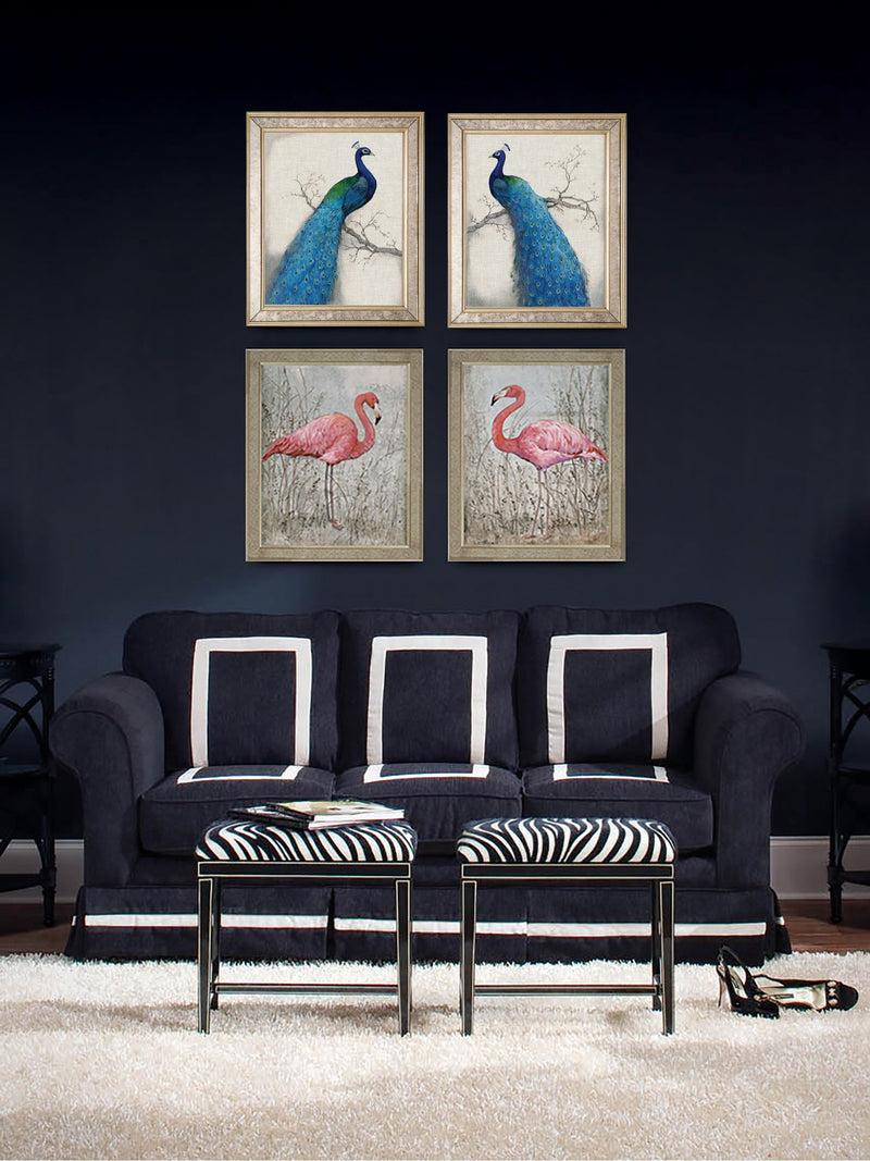 Brookpace Lascelles gold peacock framed print 56x46 cm - British product
