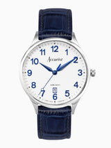 Reloj analógico Accurist azul clásico con correa de cuero