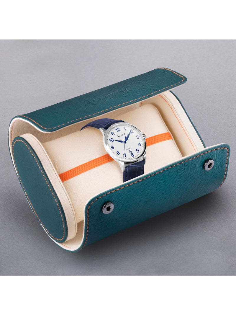 Accurist Blue Classic Leather Strap Analogue Watch - British product