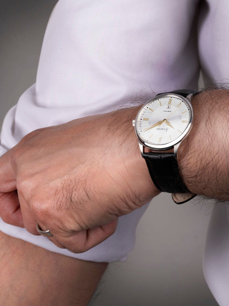 Accurist Black Classic Leather Strap Analogue Watch - British product