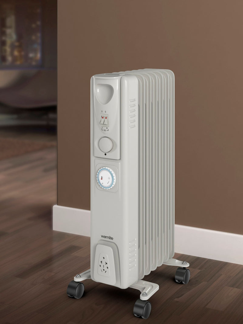 Warmlite white 1500W oil filled radiator, imported from the UK