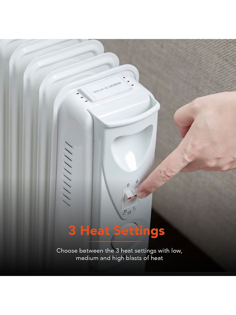Warmlite white 1500W oil filled radiator, imported from the UK