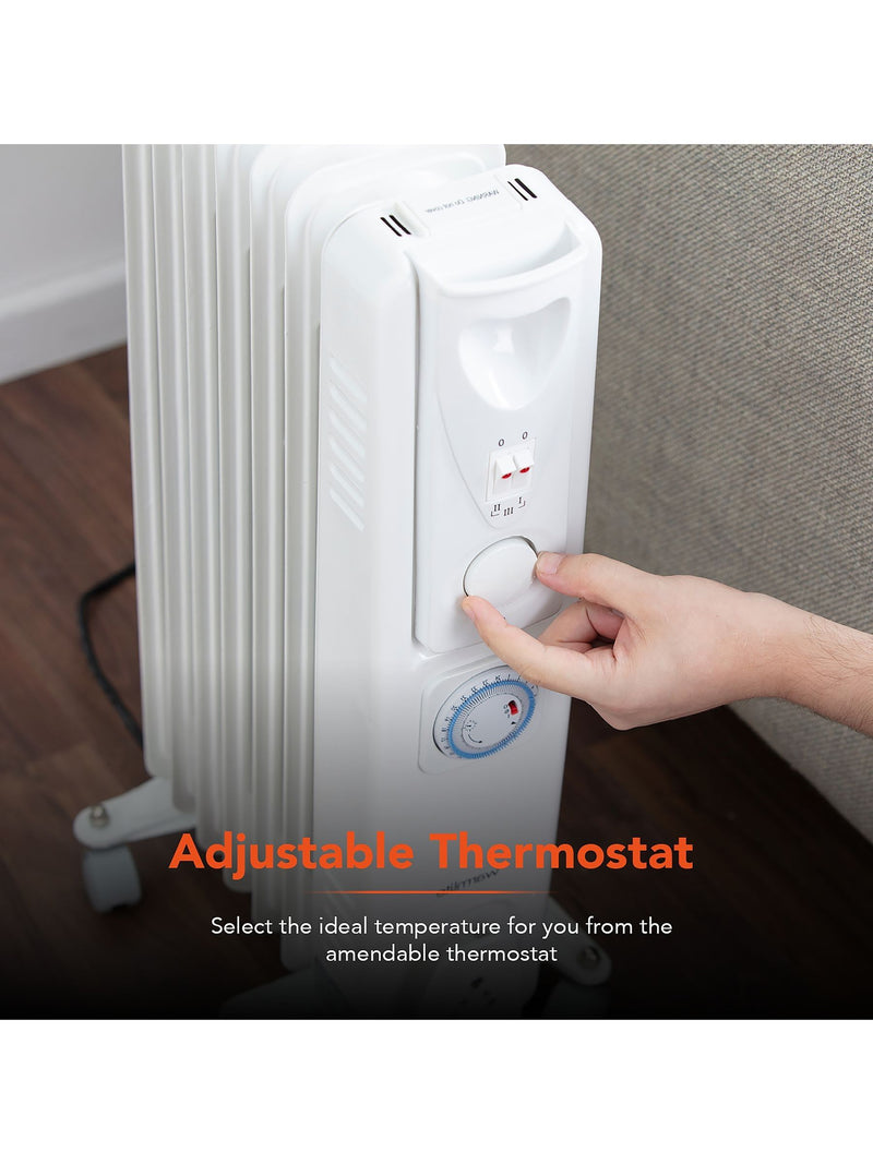 Warmlite white 1500W oil filled radiator, imported from the UK