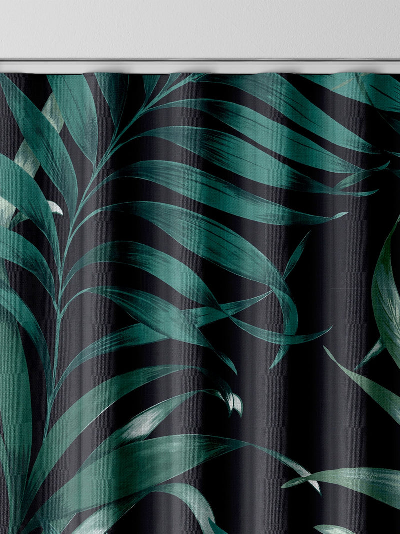 Graham & Brown Midnight Black Yasuni curtains, imported from the UK