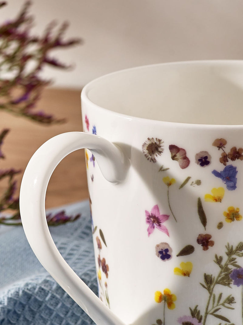 Fine Bone China Mug Wild Flower Design, imported from the UK