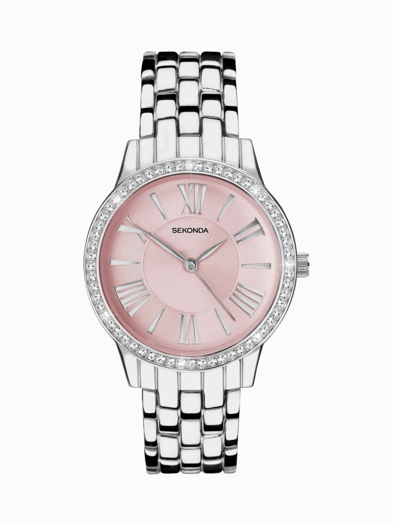 Sekonda pink alloy bracelet watch 33mm (British brand)