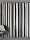 Black Huddson made to measure curtains with grey and black stripes, imported from the UK