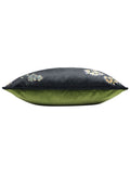 Evans Lichfield midnight garden bee print velvet cushion 43x43cm, UK version
