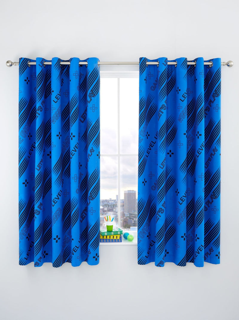 Catherine Lansfield black Game Over eyelet curtains 168x183cm (British brand)