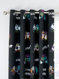 Catherine Lansfield black Game Over eyelet curtains 168x183cm (British brand)