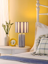 Next Dar Lighting Cicada Blue Ceramic & Polished Chrome Table Lamp 37.5cm- Buy online at McGrocer